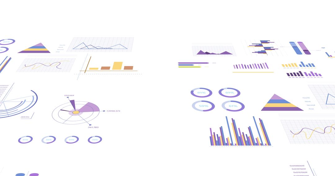 Colorful Data Graphs on White Background for Business Analysis