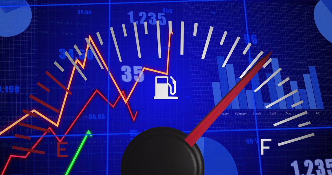 Data Visualization Overlaid on Fuel Gauge for Business Finance