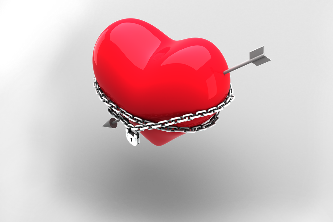 Valentine Heart with Arrow and Chain Locks Vector on Transparent Background - Download Free Stock Images Pikwizard.com