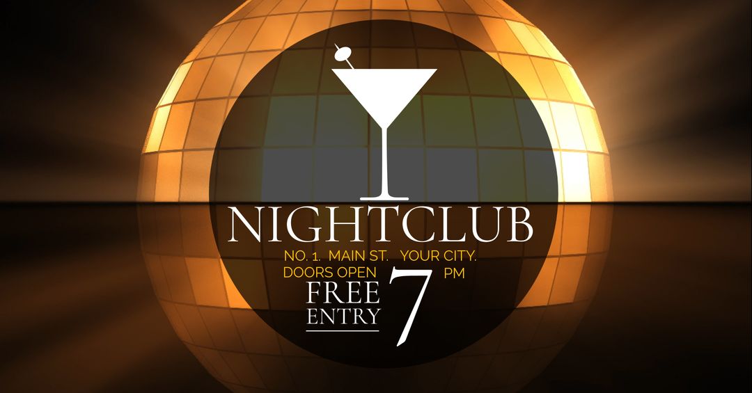 Nightclub Event Advertisement with Martini Glass and Glowing Globe - Download Free Stock Templates Pikwizard.com