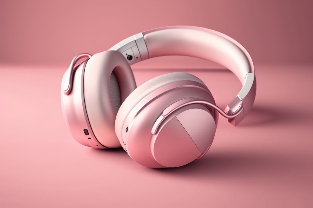Close up of pink headphones on pink background created using generative ai technology - Free Images, Stock Photos and Pictures on Pikwizard.com