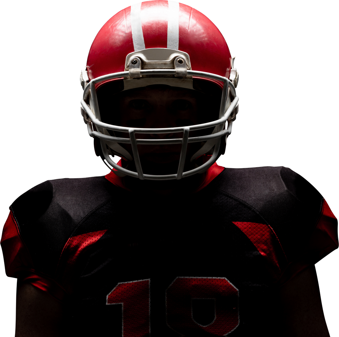 American Football Player Posing Confidently in Helmet on Transparent Background - Download Free Stock Images Pikwizard.com