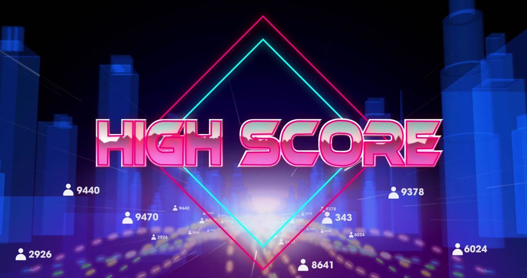 Retro High Score Banner with Gaming Theme Neon Graphics