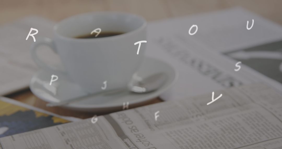 Coffee Break with Floating Alphabets in Educational Theme