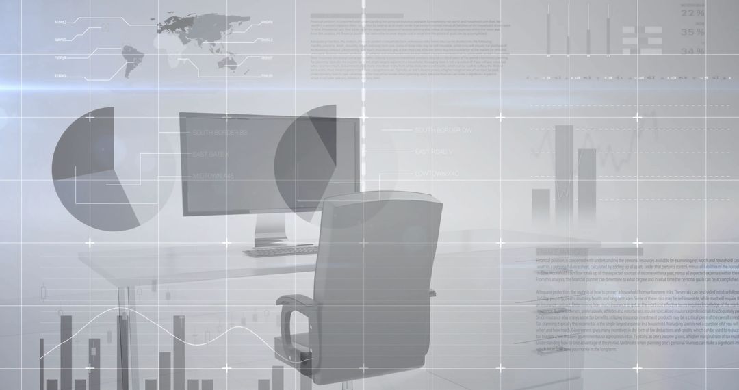 Global Financial Data Visualization on Office Workspace