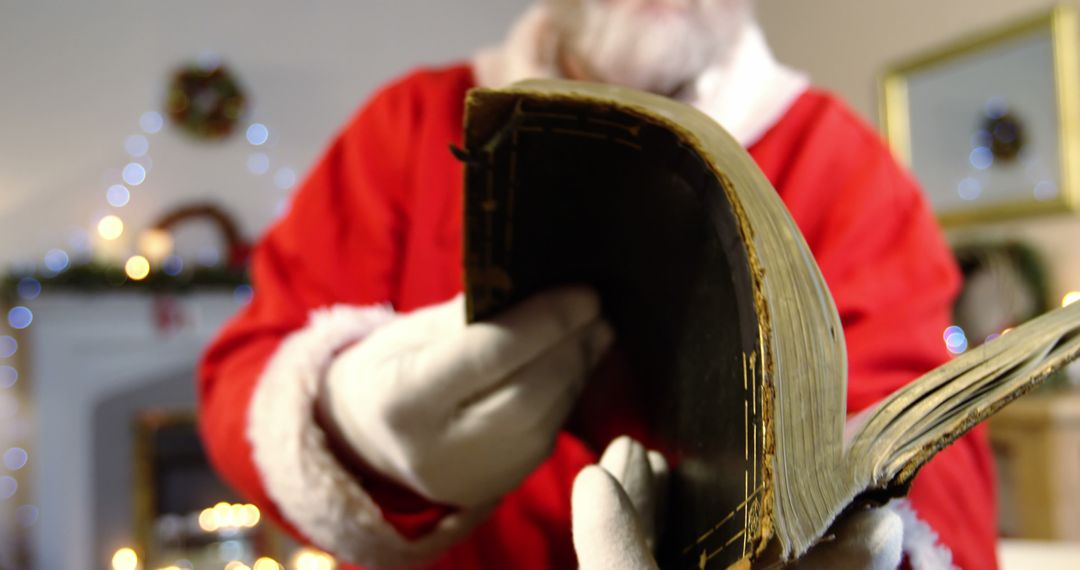 Santa Claus Reading Vintage Book on Christmas Eve - Free Images, Stock Photos and Pictures on Pikwizard.com