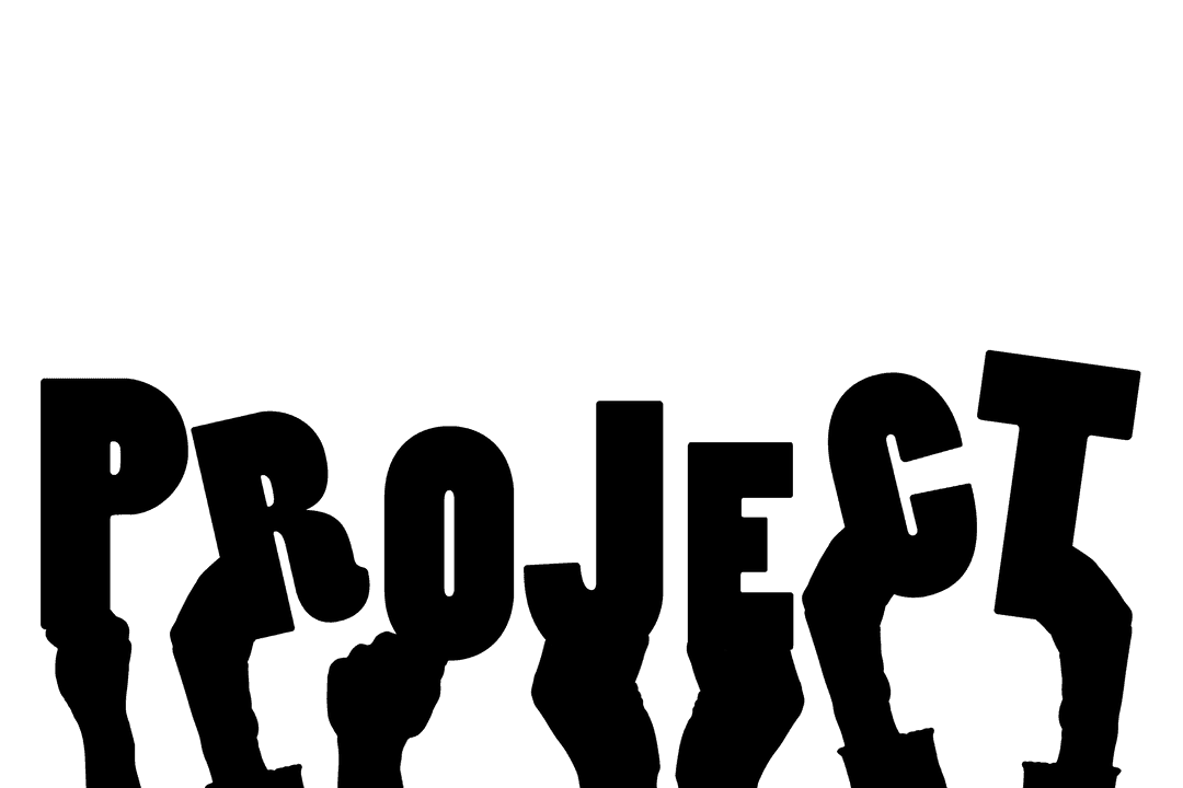 Illustrative Hands with Project Text on Transparent Background