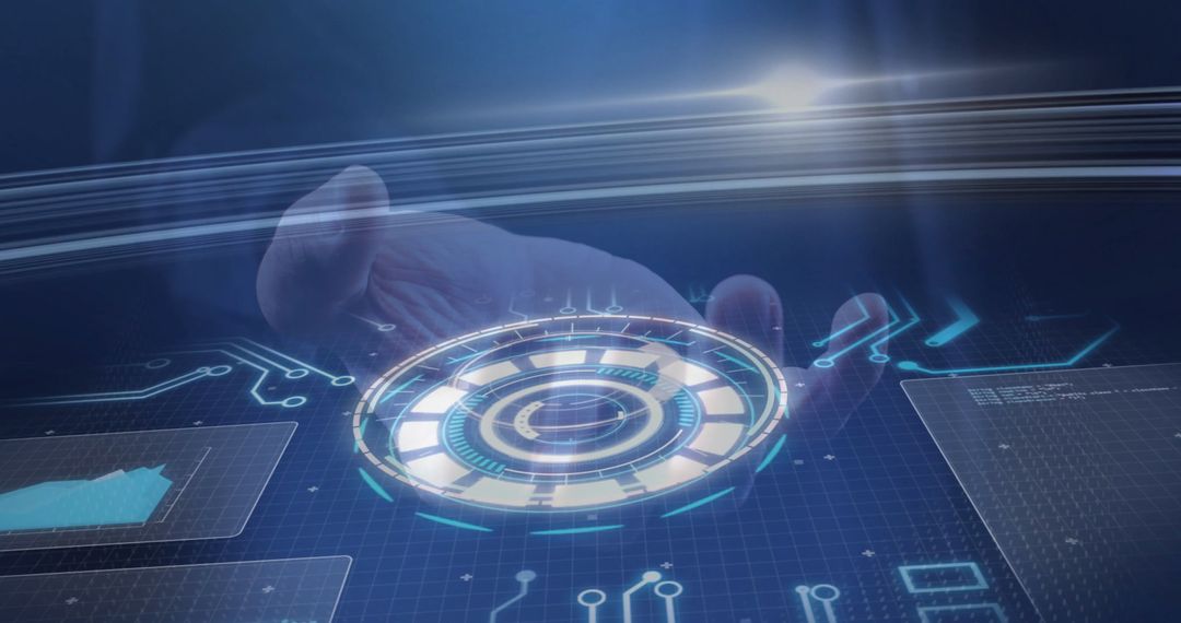 Futuristic Technology Holographic Interface in Virtual Space