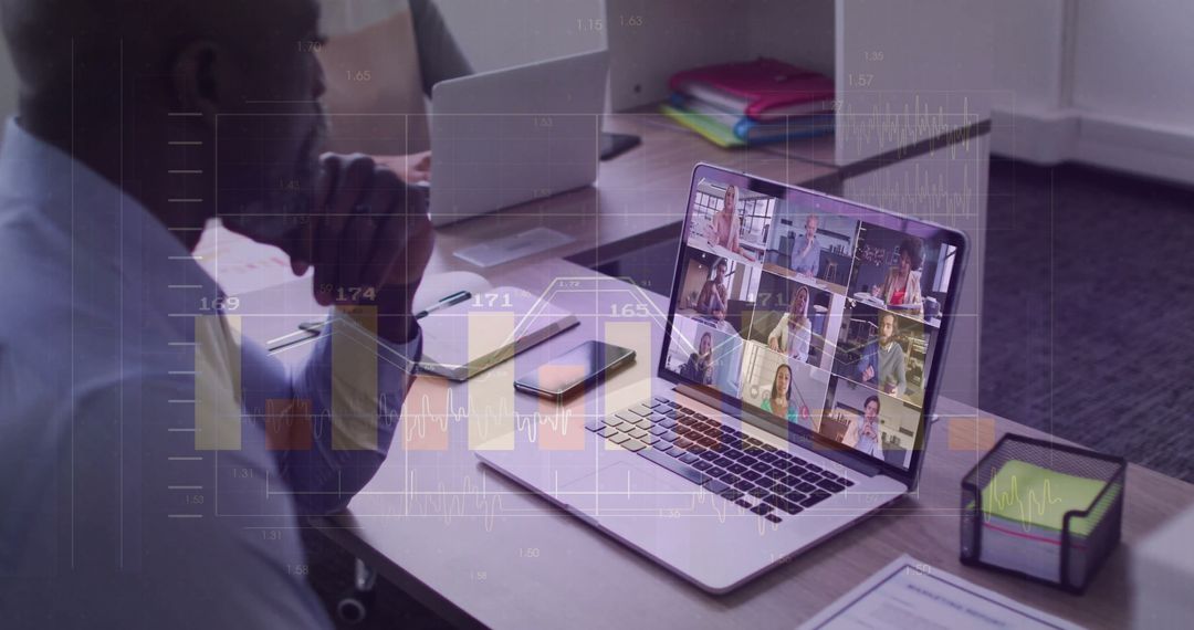 Professional Analyzing Data in Virtual Meeting