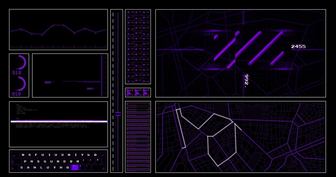 Futuristic Digital Interface and Data Analysis Display