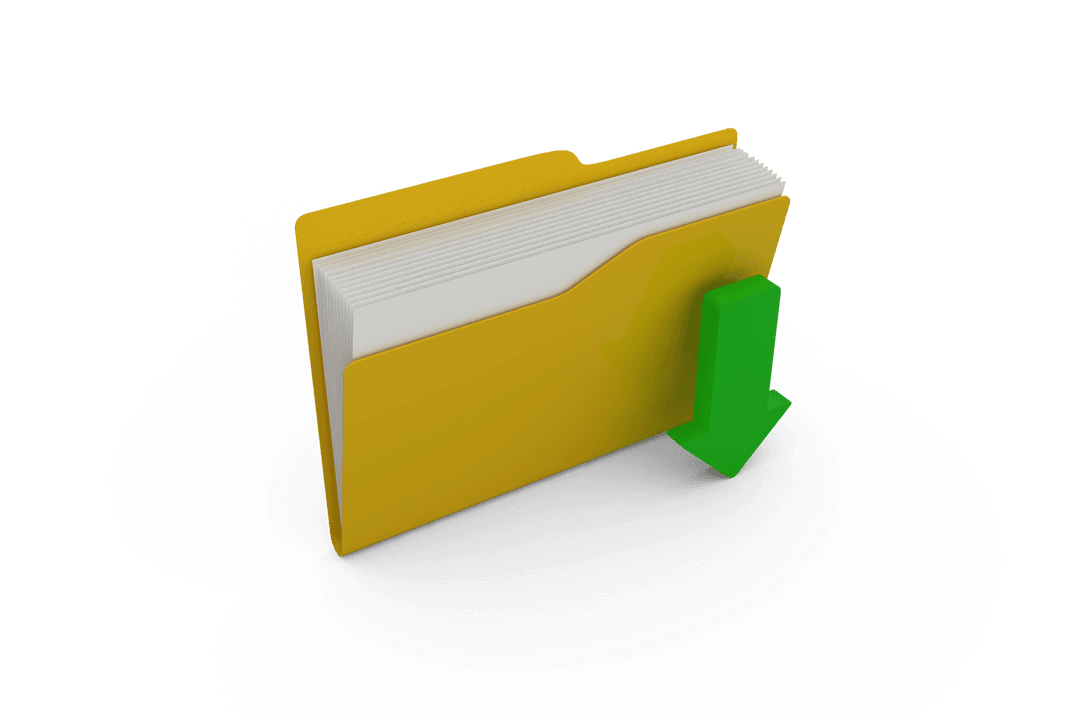 Yellow Folder and Green Arrow Icon on Transparent Background