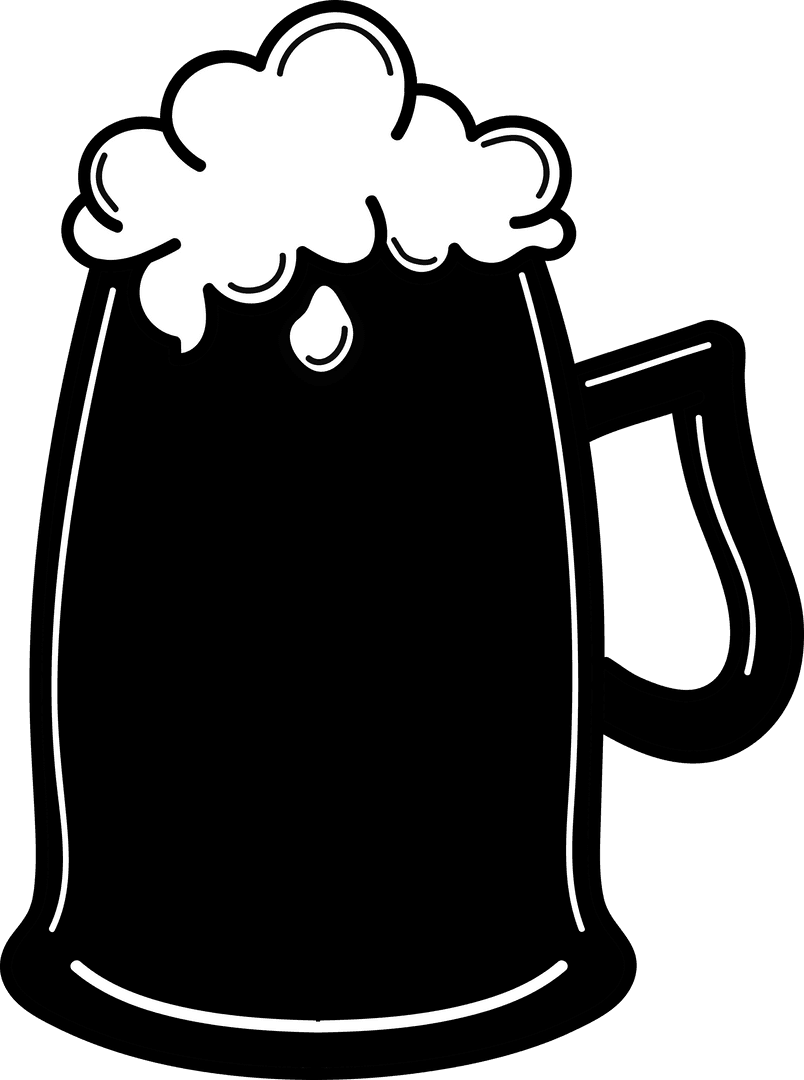 Transparent Beer Glass Illustration with Foam on Clear Background