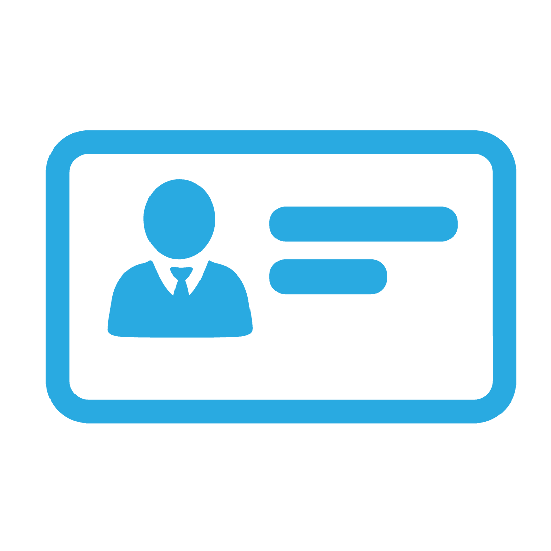 Blue Business Card Icon on Transparent Background