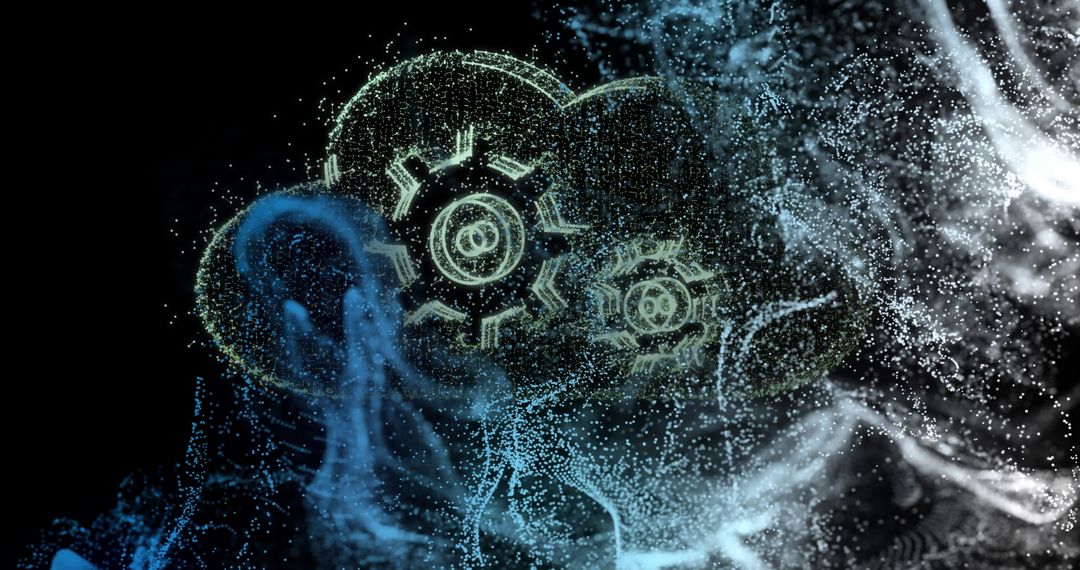 Digital Cloud with Gear Icons and Head in Online Environment