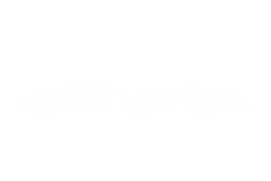 Happy New Year Handwritten White Text on Transparent Background