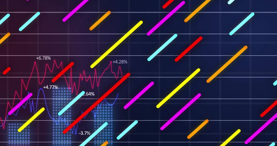 Futuristic Data Visualization with Colored Diagonal Lines