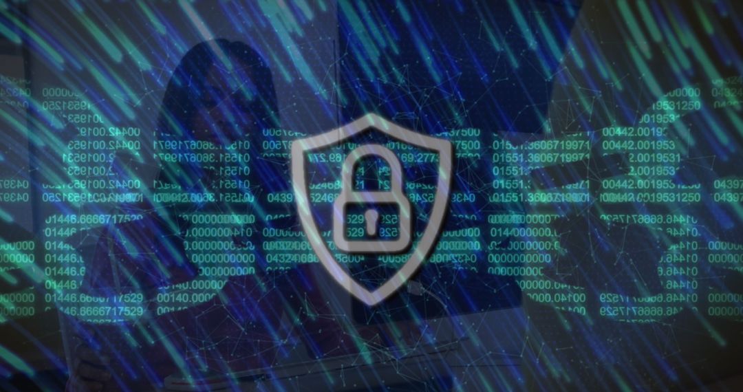 Futuristic Digital Security with Shield Padlock Icon