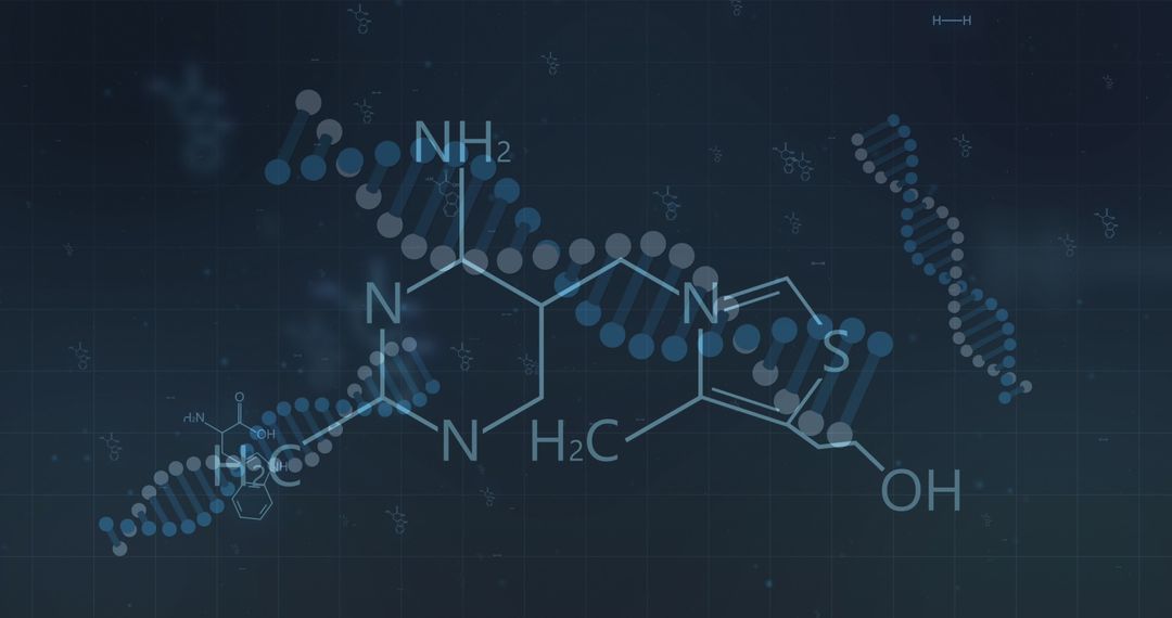 Molecular Structure with Rotating DNA Background for Biotechnology