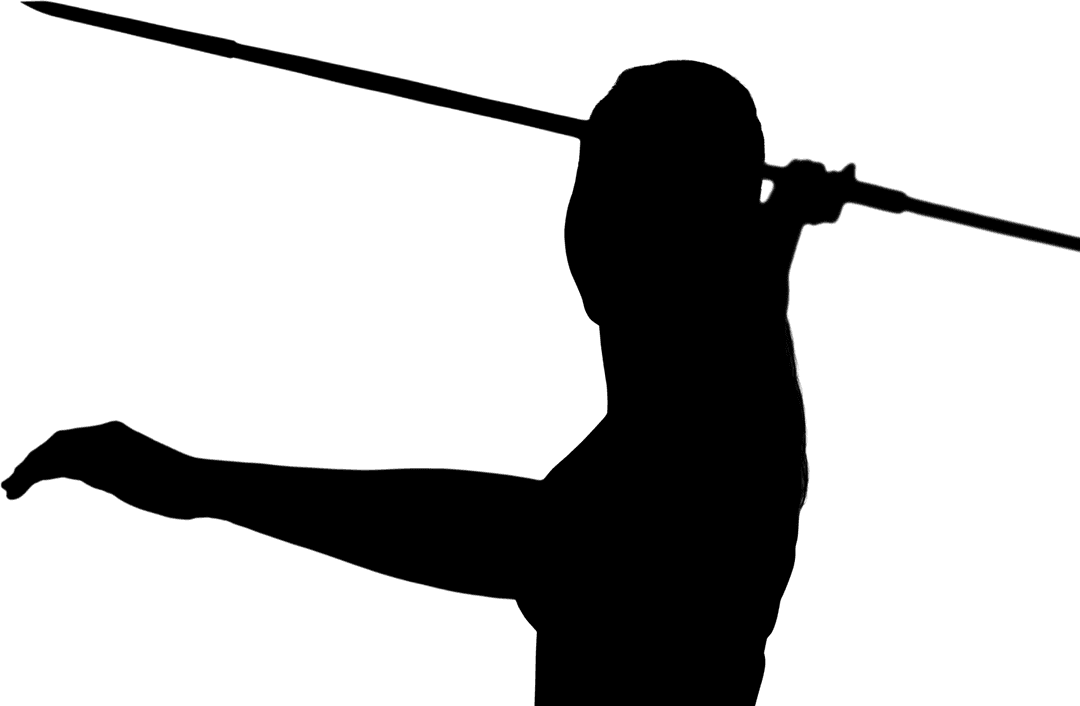 Silhouette of Female Athlete Throwing Javelin on Transparent Background