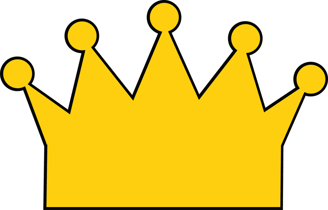 Flat Vector Golden-Yellow Crown Icon on Transparent Background