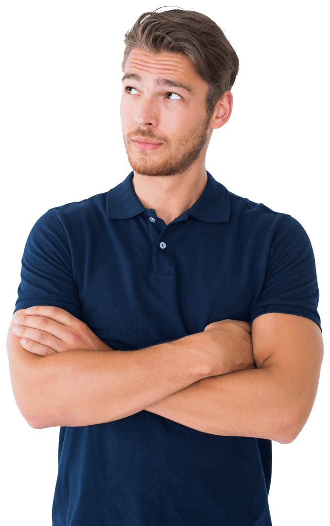 Transparent Thoughtful Man with Crossed Arms