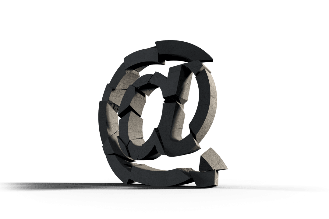 Transparent 3D Broken At Sign Symbol with Shadows