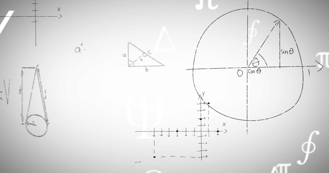 Mathematical Concepts with Diagrams and Formulas on White