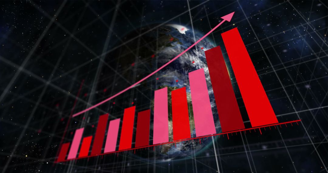 Growth Chart with Globe and Space Background