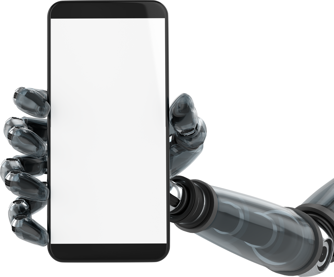 Robotic Hand Holding Smartphone with Blank Screen on Transparent Background - Download Free Stock Images Pikwizard.com