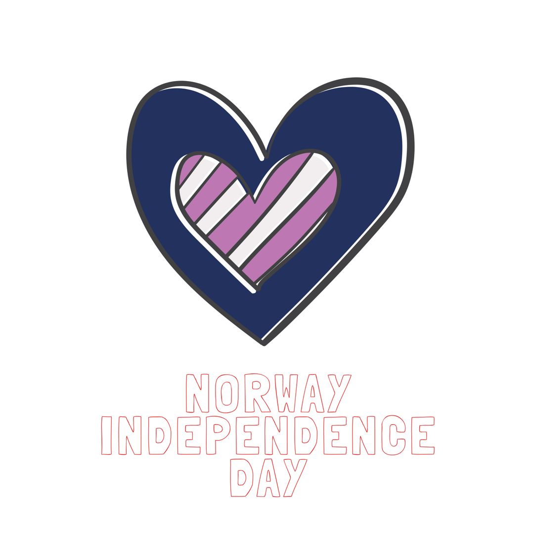 Patriotic Heart Design Celebrating Norway Independence Day