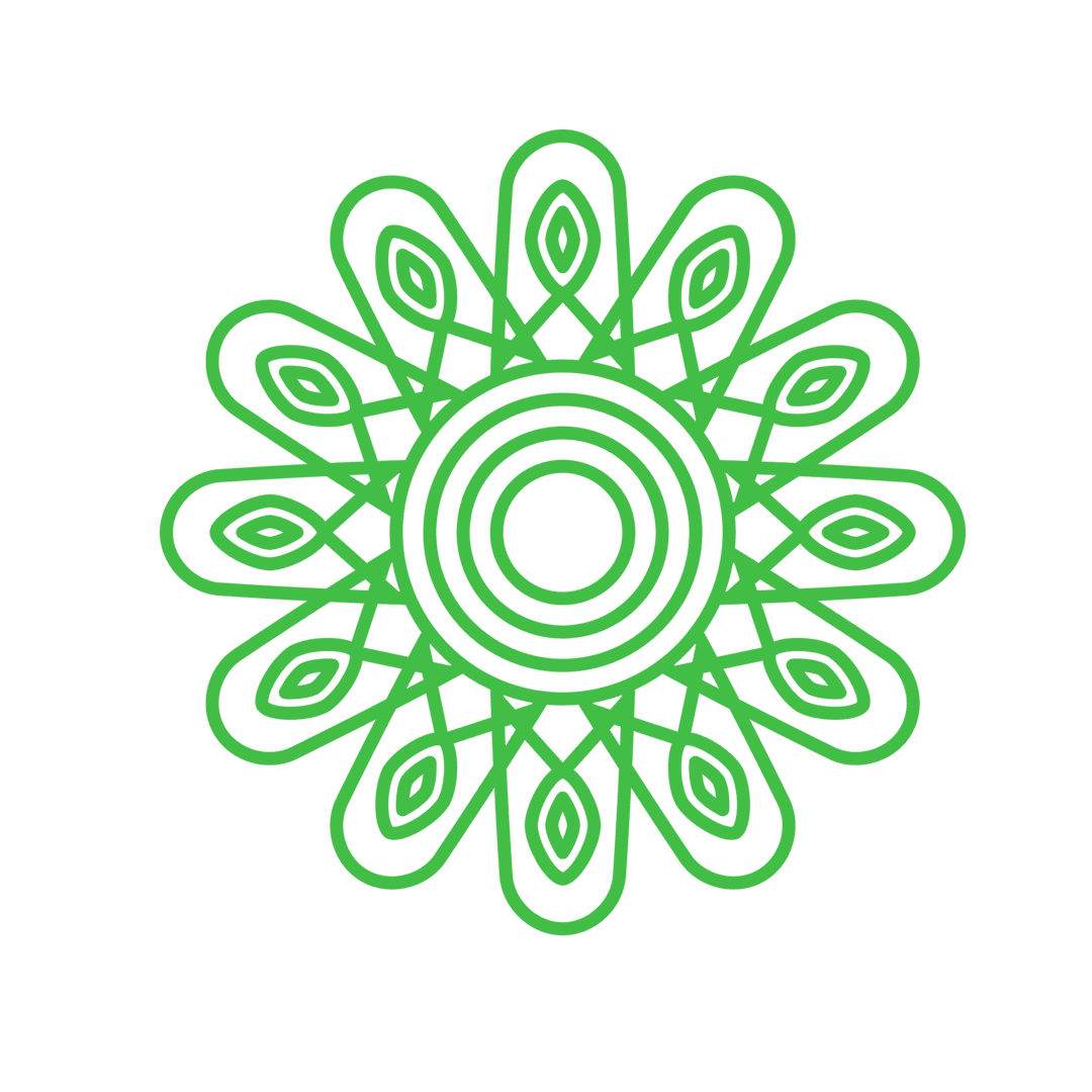 Abstract Green Mandala on Transparent Background
