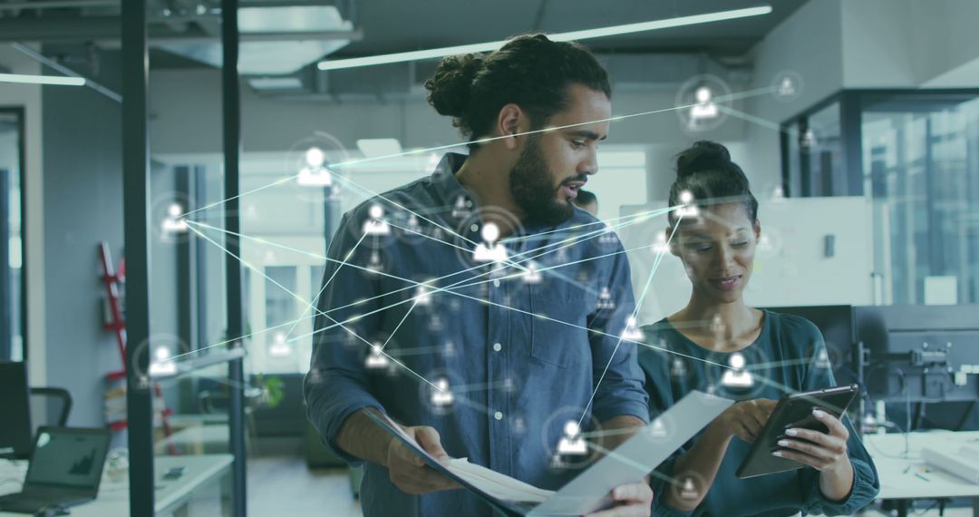 Diverse Business Team Collaborating With Digital Connections