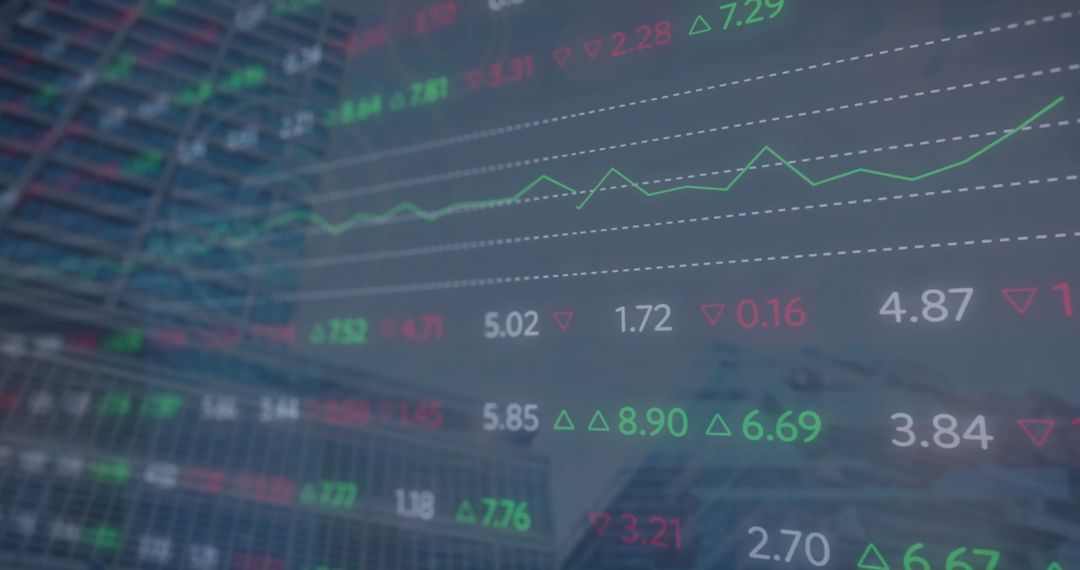 Financial Data Analytics Overlaying Cityscape