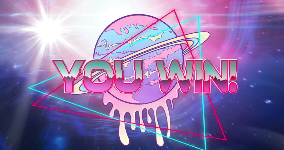 Retro Futuristic Game Screen with Winning Message