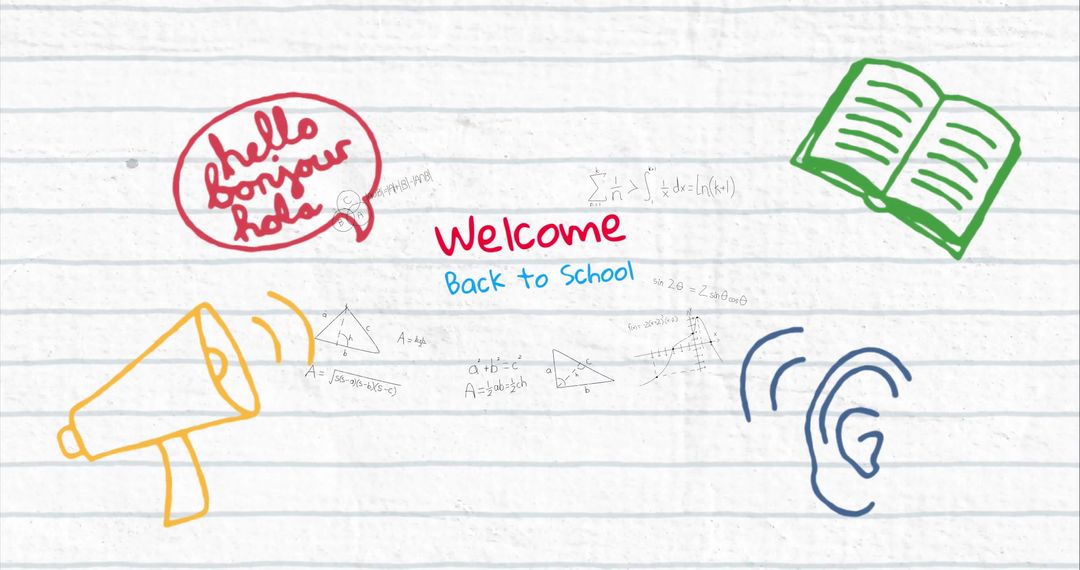 Back to School Concept with Educational Icons on Lined Paper