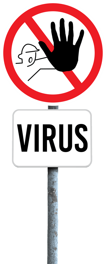 Warning Sign With Virus Alert Concept on Transparent Background