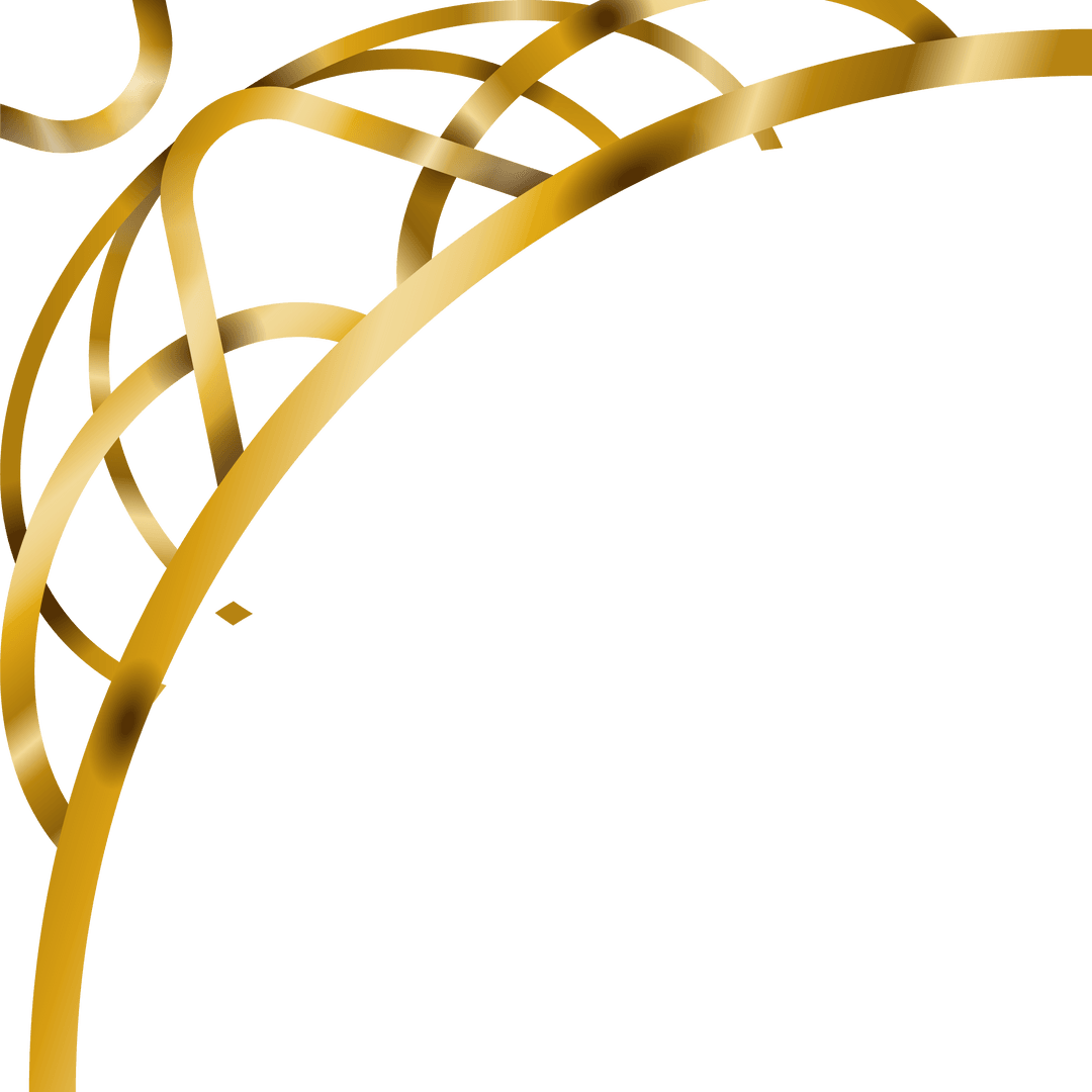 Elegant Gold Ribbon Design on Transparent Background