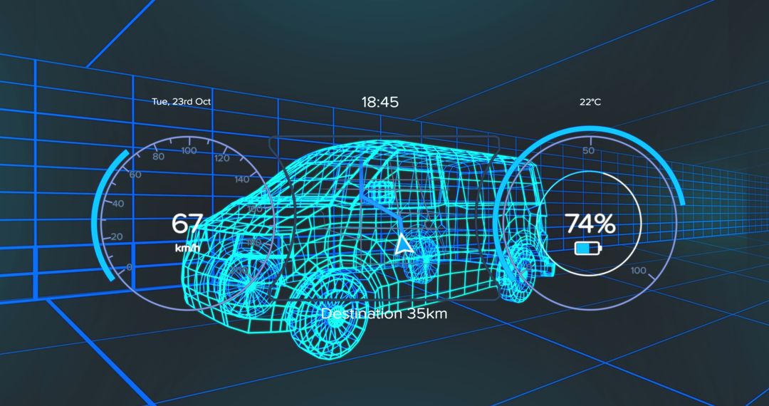 3D Car Model Concept with Virtual Dashboard Elements