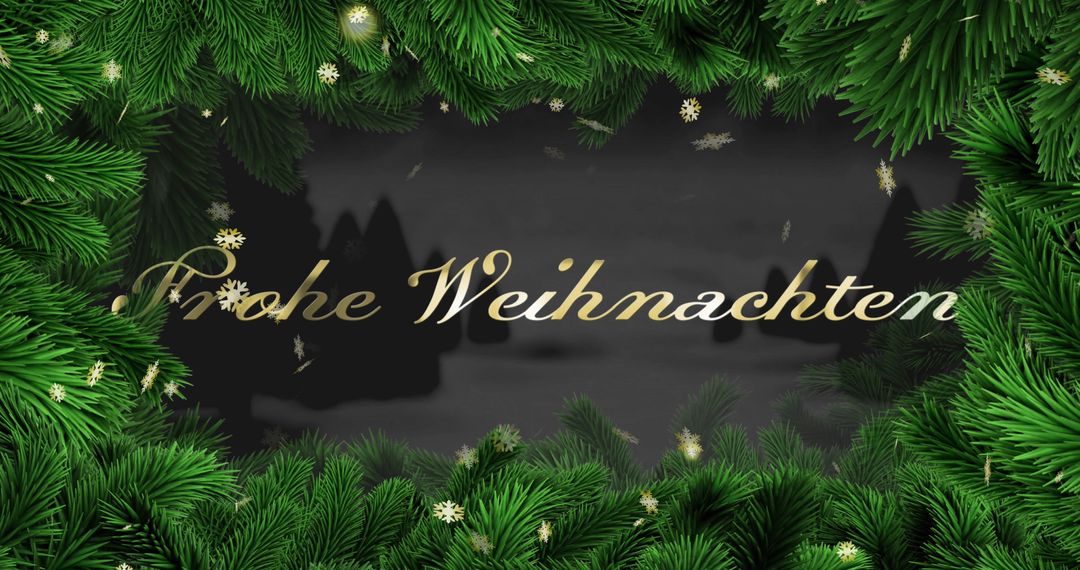 Frohe Weihnachten Text with Festive Pine Garland