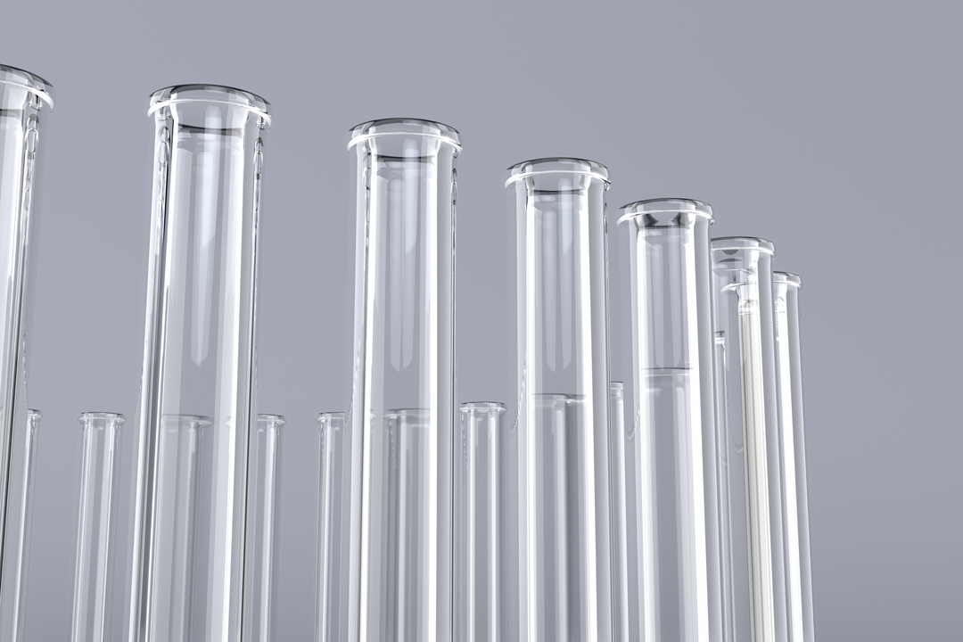 Transparent Test Tubes with Varying Diameter on Light Gray Background, Close-up - Download Free Stock Images Pikwizard.com