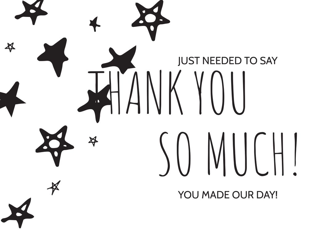 Thank You So Much Card Template with Stars and Bold Text - Download Free Stock Templates Pikwizard.com