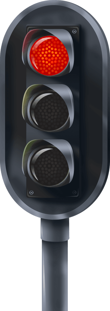 Transparent Traffic Light Illustration with Red Light Emphasized