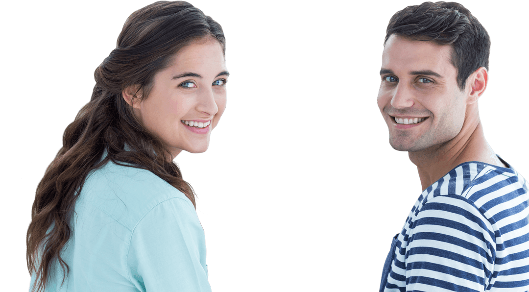 Happy Caucasian Couple Smiling with Transparent Background