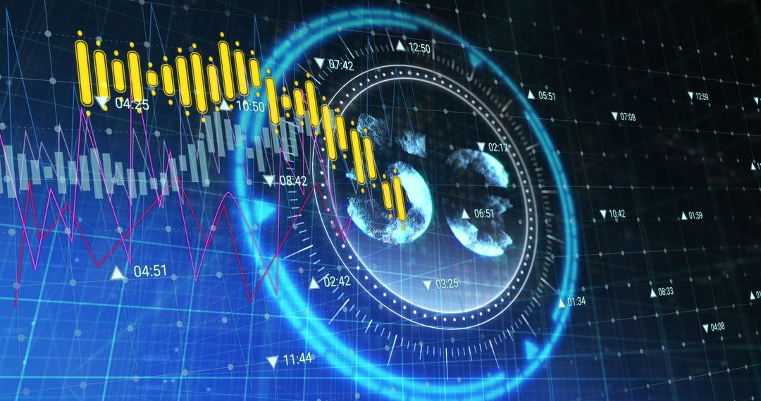 Futuristic 5G Technology with Stock Market Graphs and Data