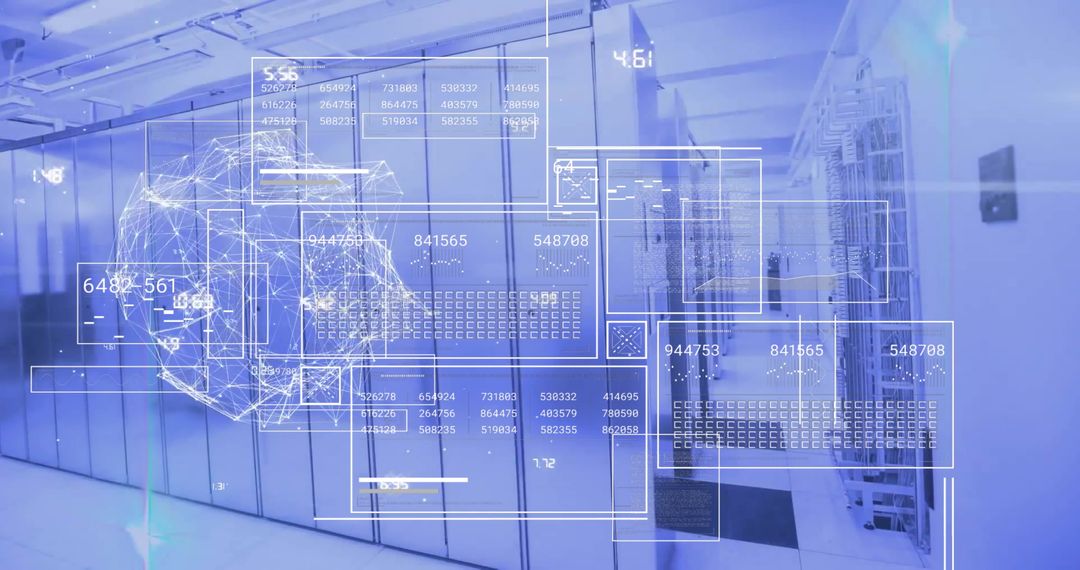 Digital Data Visualization Over Computer Servers in High-Tech Facility