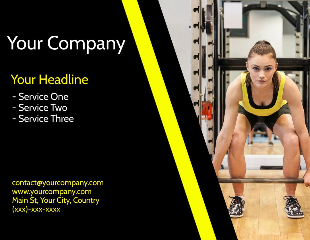 Fitness Services Promotion with Determined Woman Exercising - Download Free Stock Templates Pikwizard.com