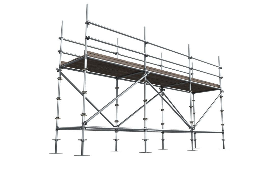 Transparent Construction Scaffold Design with Wooden Platform