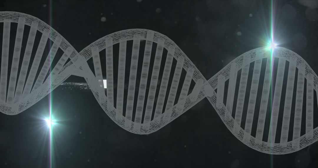 Futuristic Wireframe DNA Helix in Digital Laboratory