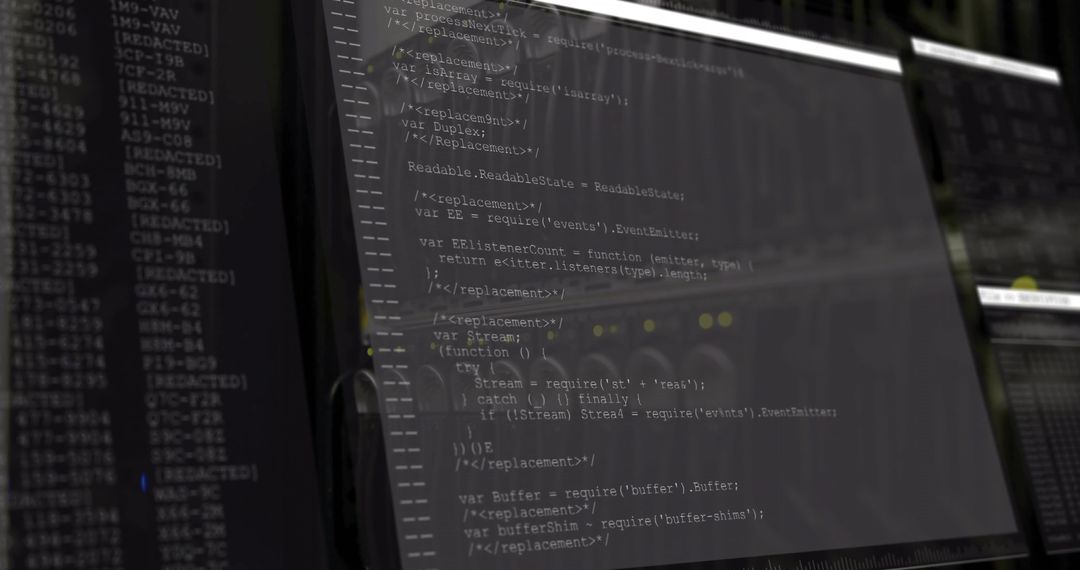 JavaScript Code Displayed on Office Monitors with Dim Lighting