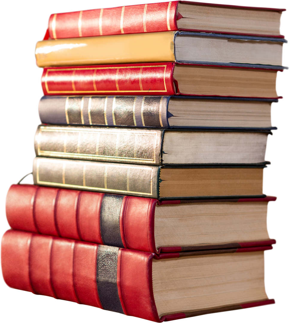 Transparent Stack of Colorful Antique Books with Red Covers - Download Free Stock Images Pikwizard.com